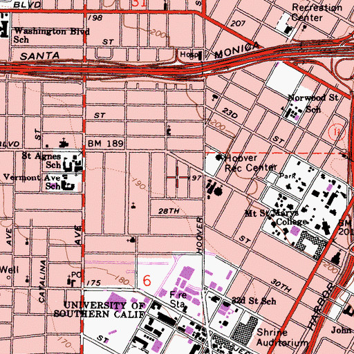 Topographic Map of Divine Providence Kindergarten and Day Nursery, CA