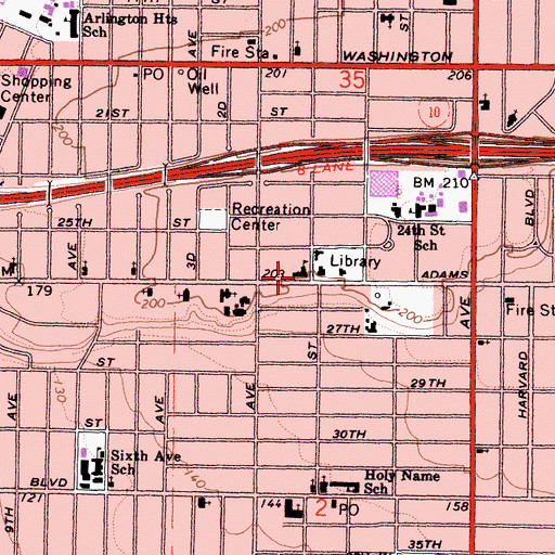 Topographic Map of Exceptional Childrens Foundation School for Retarted Children, CA