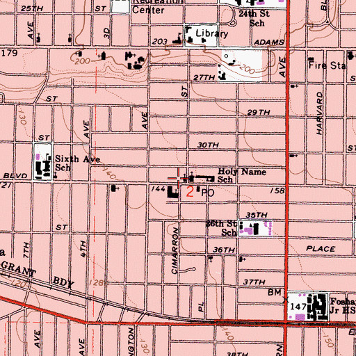 Topographic Map of Holy Name of Jesus Church, CA