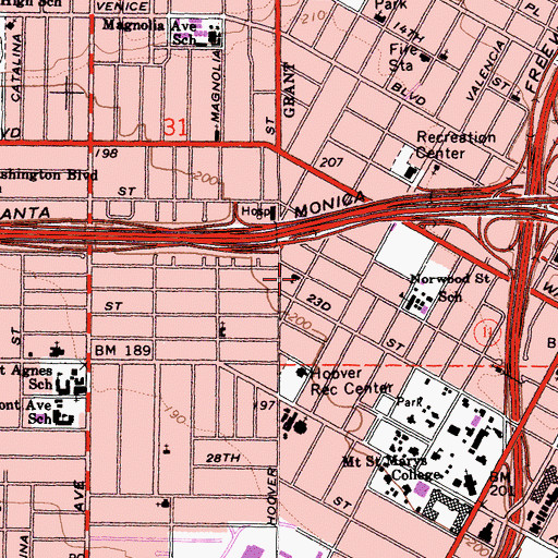 Topographic Map of Jesus of Nazareth Undenominational Church, CA