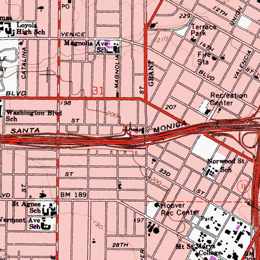 Topographic Map of Metropolitan Hospital, CA