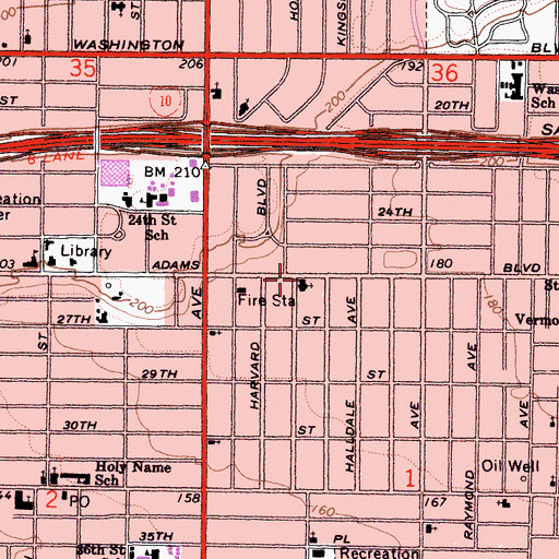 Topographic Map of Mount Sinai Missionary Baptist Church, CA