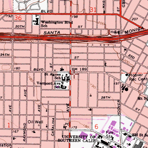 Topographic Map of Roger Williams Baptist Church, CA