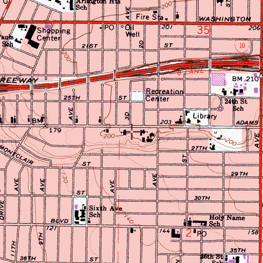Topographic Map of Saint James Armenian Church, CA