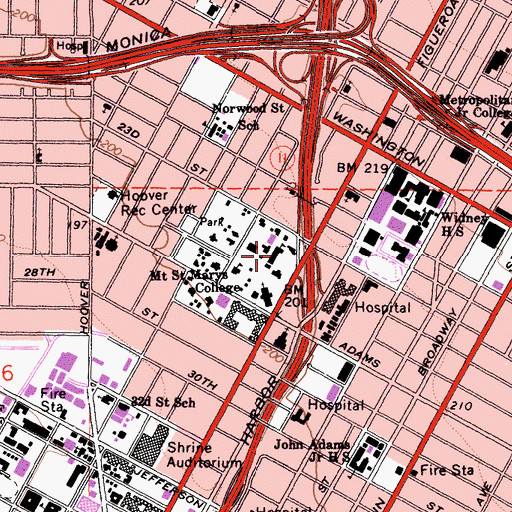 Topographic Map of Saint Vincents School, CA