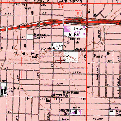 Topographic Map of Servants of Mary Convent, CA