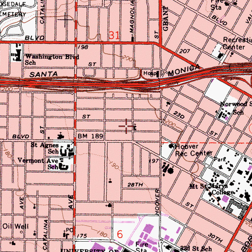 Topographic Map of Ward African Methodist Episcopal Church, CA
