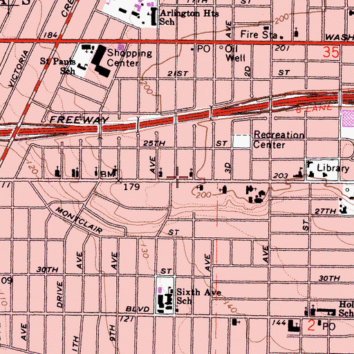 Topographic Map of West Los Angeles Church of Christ, CA