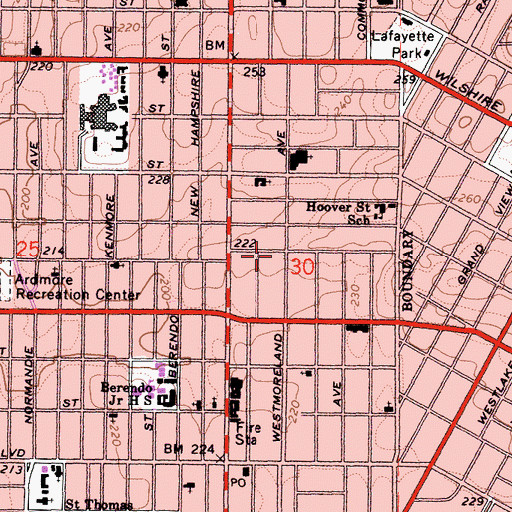 Topographic Map of Bible House of Los Angeles, CA