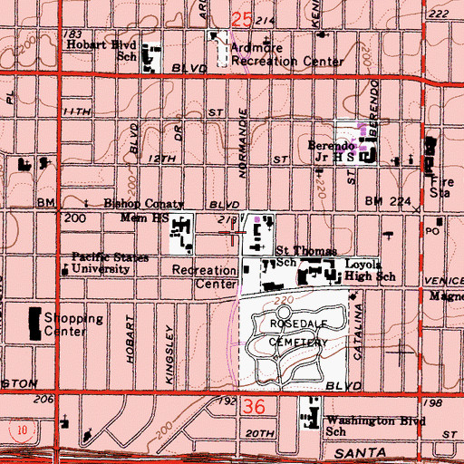 Topographic Map of Charles P Skauras Memorial Center, CA