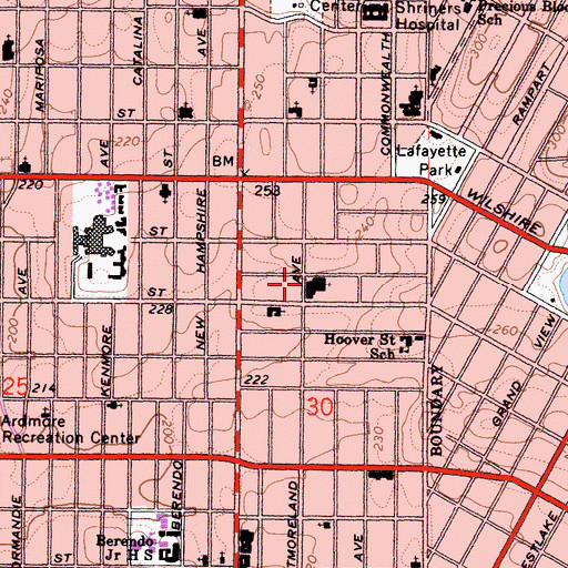 Topographic Map of First Baptist Church, CA