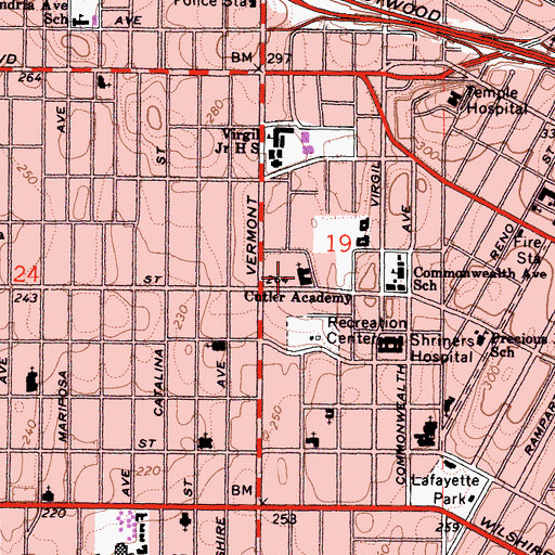 Topographic Map of First Church of the Nazarene, CA
