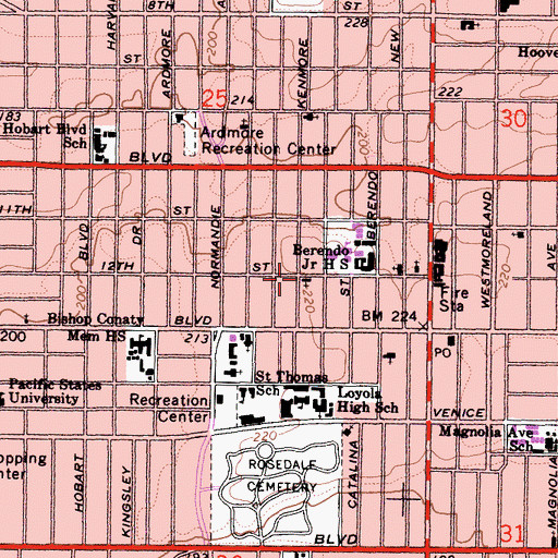 Topographic Map of John M Schaefle Memorial Congregational Church, CA