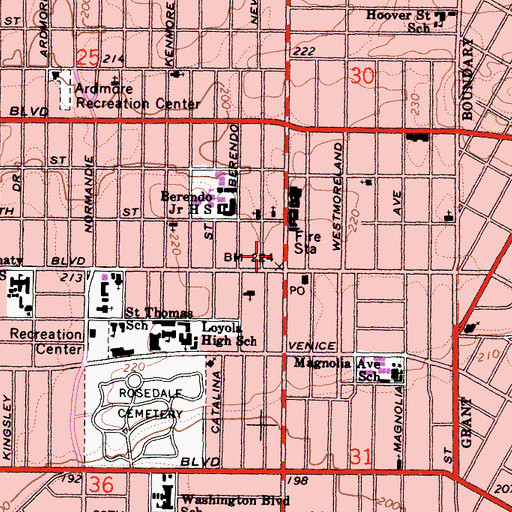Topographic Map of Pilgrim Lutheran Church, CA
