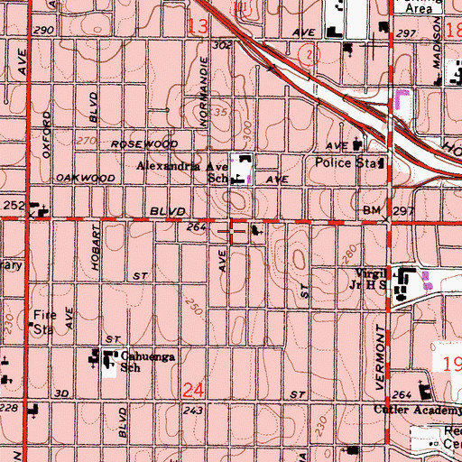 Topographic Map of Saint Kevins Catholic Church, CA