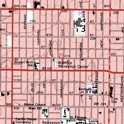 Topographic Map of Saint Marys Episcopal Church, CA