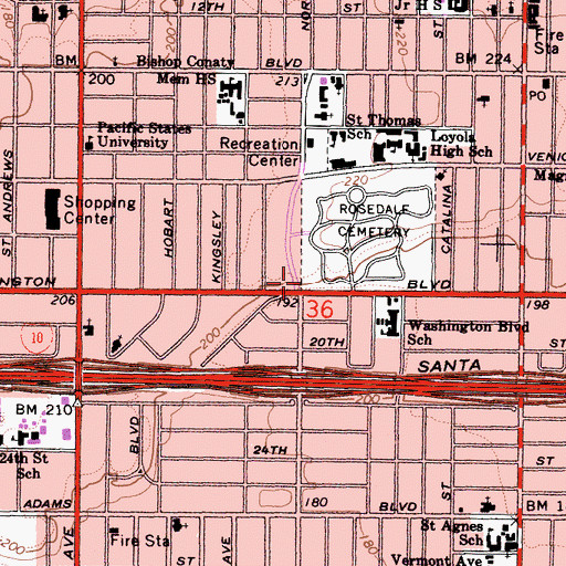 Topographic Map of Saint Mathias Episcopal Church (historical), CA