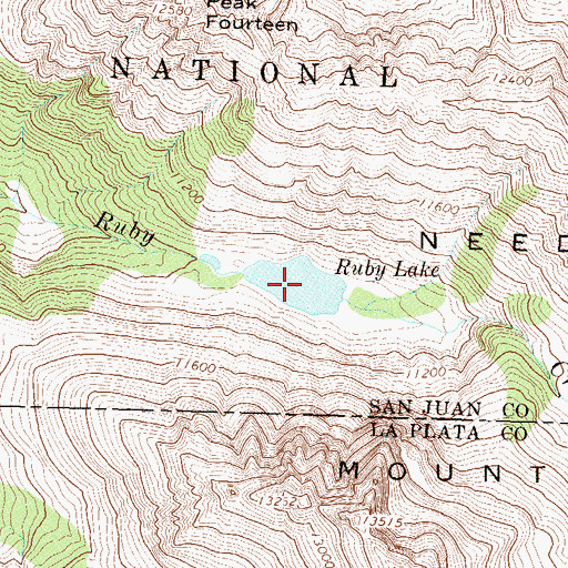 Topographic Map of Ruby Lake, CO