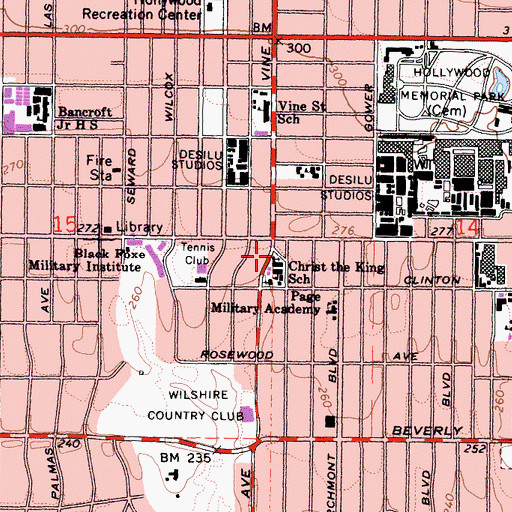 Topographic Map of Catholic Church of Christ the King, CA