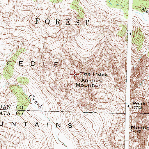 Topographic Map of The Index, CO