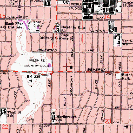 Topographic Map of Larchmont Medical Building, CA
