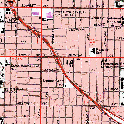Topographic Map of Leitzel Hall, CA