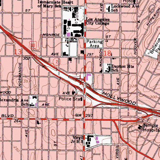 Topographic Map of Peter M Kahn Memorial Library (historical), CA