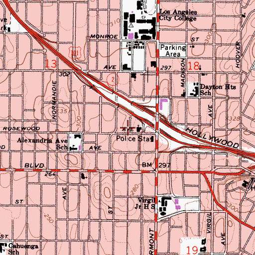 Topographic Map of Rosewood Methodist Church, CA