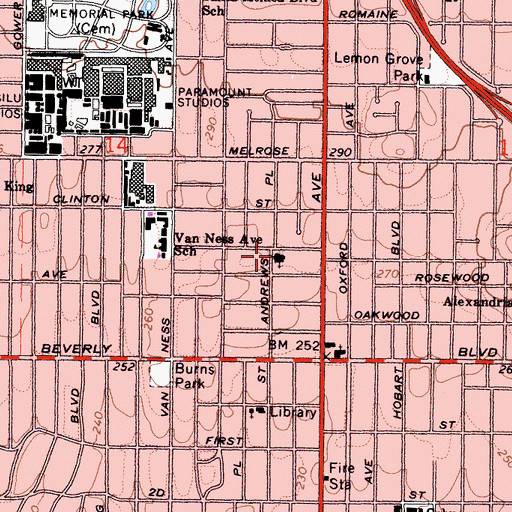 Topographic Map of Twentysixth Church of Christ Scientist, CA