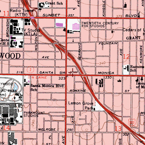 Topographic Map of Anavath Israel Synagogue, CA