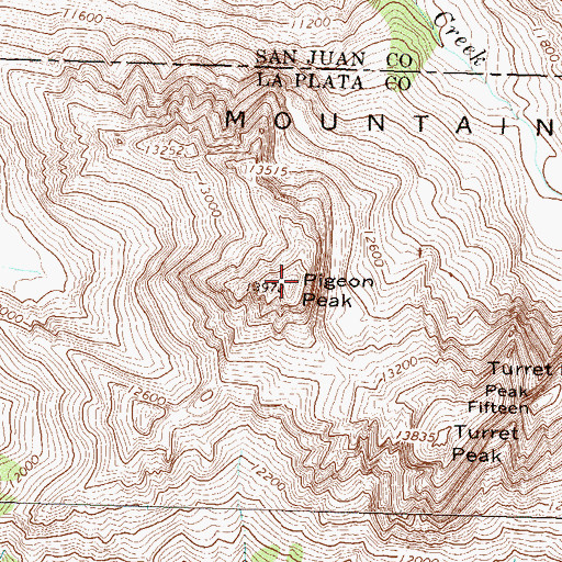 Topographic Map of Pigeon Peak, CO