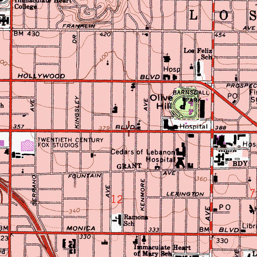 Topographic Map of Bethany Lutheran Church, CA