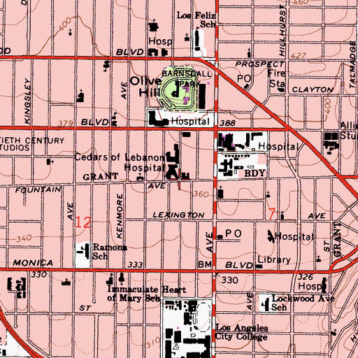 Topographic Map of Blanche May Memorial Building, CA