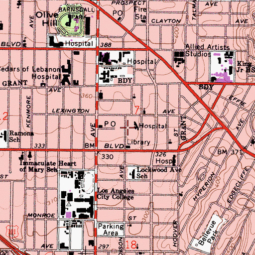 Topographic Map of Childrens Hospital Convalescent Home, CA