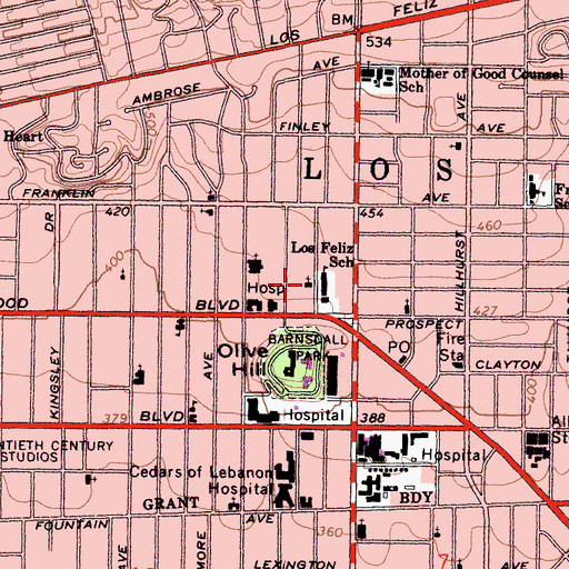 Topographic Map of First Lutheran Church, CA