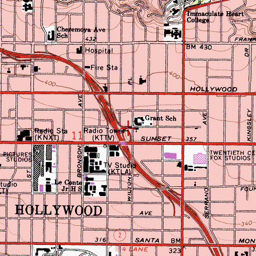 Topographic Map of First Southern Baptist Church, CA