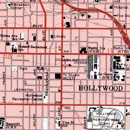 Topographic Map of Southern California Hospital Hollywood, CA