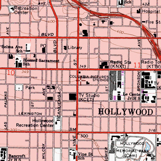 Topographic Map of Hollywood-Leland Hospital (historical), CA