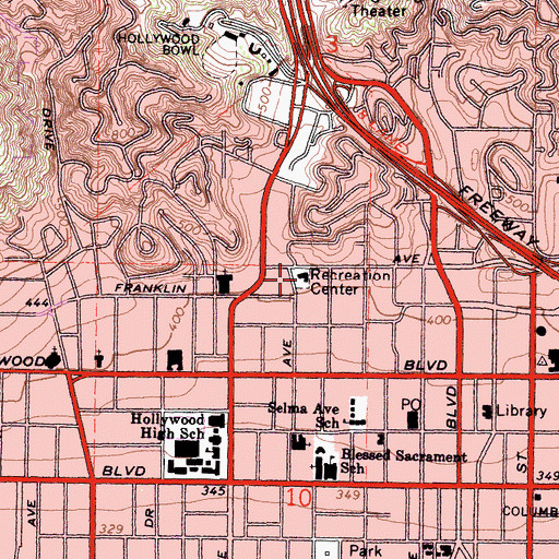Topographic Map of Las Palmas Playground, CA
