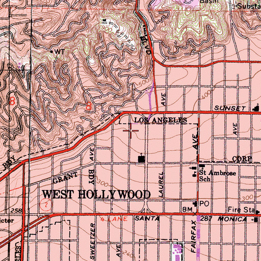 Topographic Map of Seventeenth Church of Christ Scientist, CA