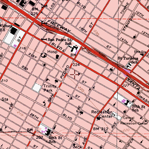 Topographic Map of All Peoples Christian Church, CA