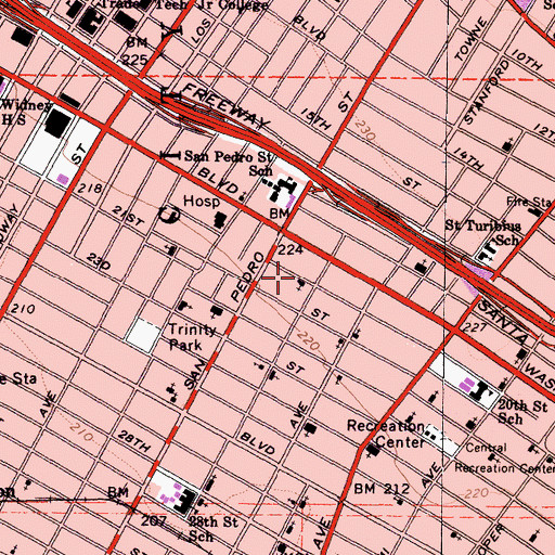 Topographic Map of All Peoples Community Center, CA
