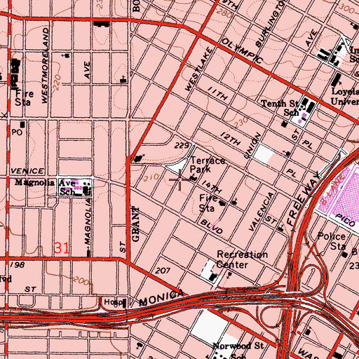 Topographic Map of Angelica Lutheran Church, CA