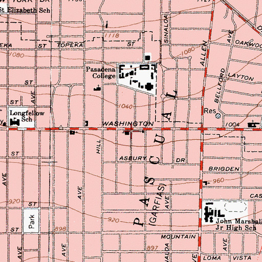 Topographic Map of Armenian Evangelical Brethren Church, CA