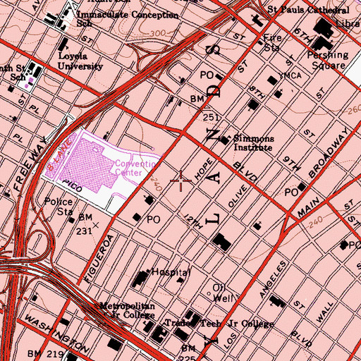 Topographic Map of Calvary Temple Evangelical Center, CA