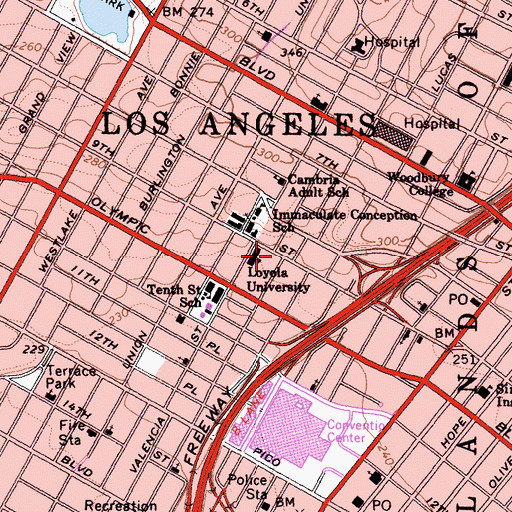 Topographic Map of Catholic Charities Center, CA