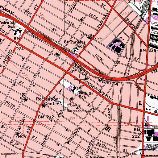 Topographic Map of Crystal Light Missionary Baptist Church, CA