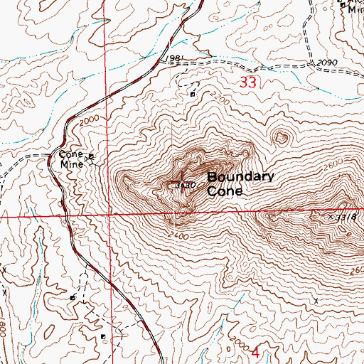 Topographic Map of Boundary Cone, AZ