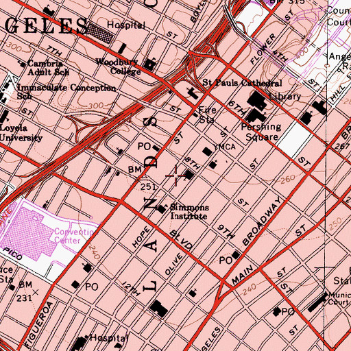 Topographic Map of First Methodist Episcopal Church (historical), CA