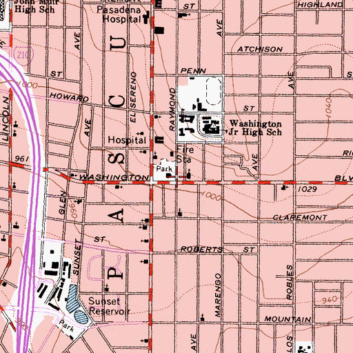 Topographic Map of Grace United Methodist Church, CA